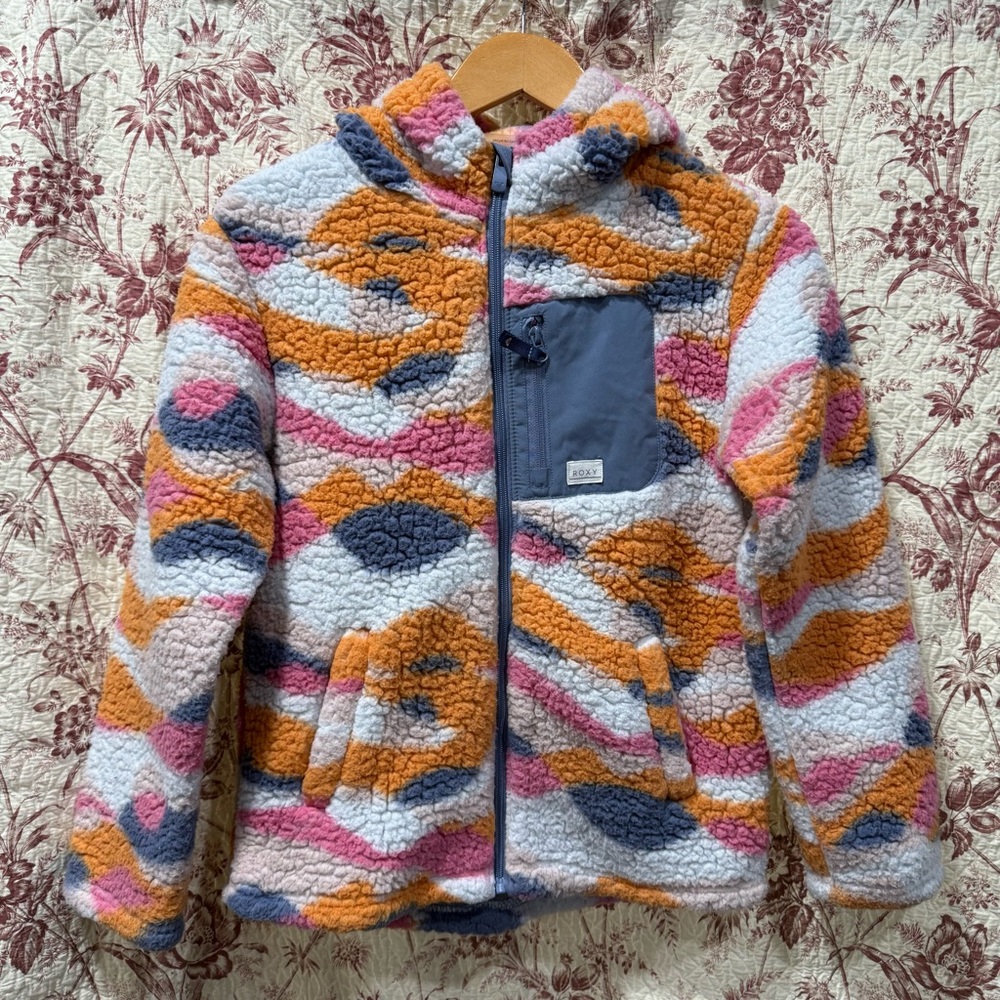Roxy Girls L Sherpa Fleece Zip Jacket Hooded – Multicolor